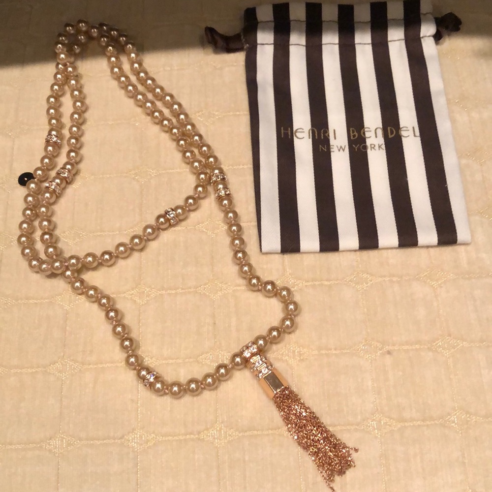 Henri Bendel Rose Gold Pearl Tassel Necklace
